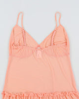 Y2k 00s La Vie En Rose Pink Mesh Mini Slip - M