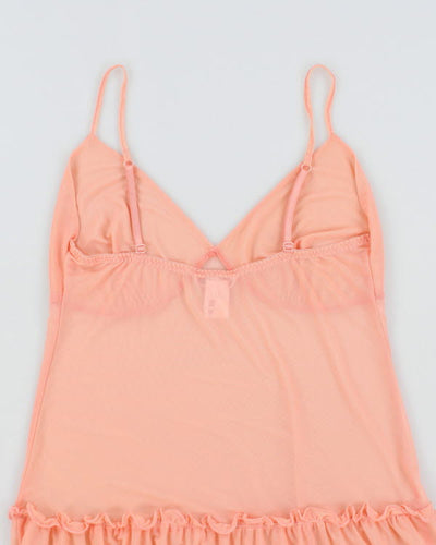 Y2k 00s La Vie En Rose Pink Mesh Mini Slip - M