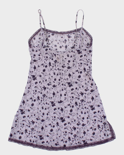 Vintage 90s La Senza Purple Floral Mesh Slip - M