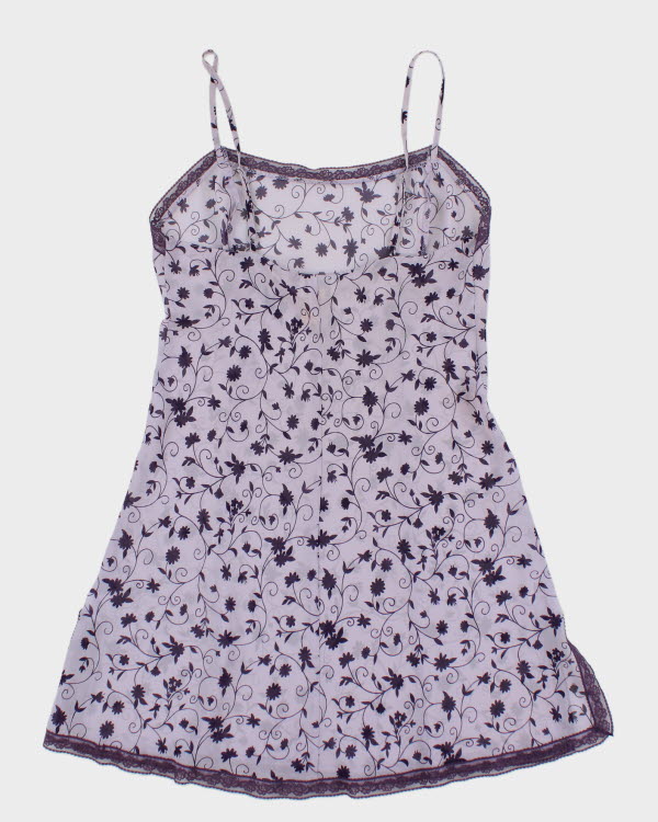 Vintage 90s La Senza Purple Floral Mesh Slip - M