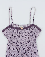 Vintage 90s La Senza Purple Floral Mesh Slip - M