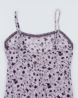 Vintage 90s La Senza Purple Floral Mesh Slip - M