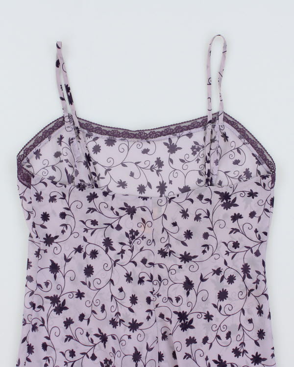 Vintage 90s La Senza Purple Floral Mesh Slip - M