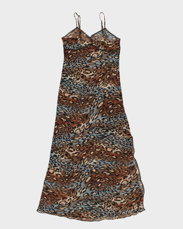 Y2k 00s La Vie En Rose Leopard Mesh Slip Dress - M