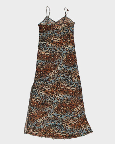 Y2k 00s La Vie En Rose Leopard Mesh Slip Dress - M