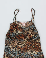 Y2k 00s La Vie En Rose Leopard Mesh Slip Dress - M
