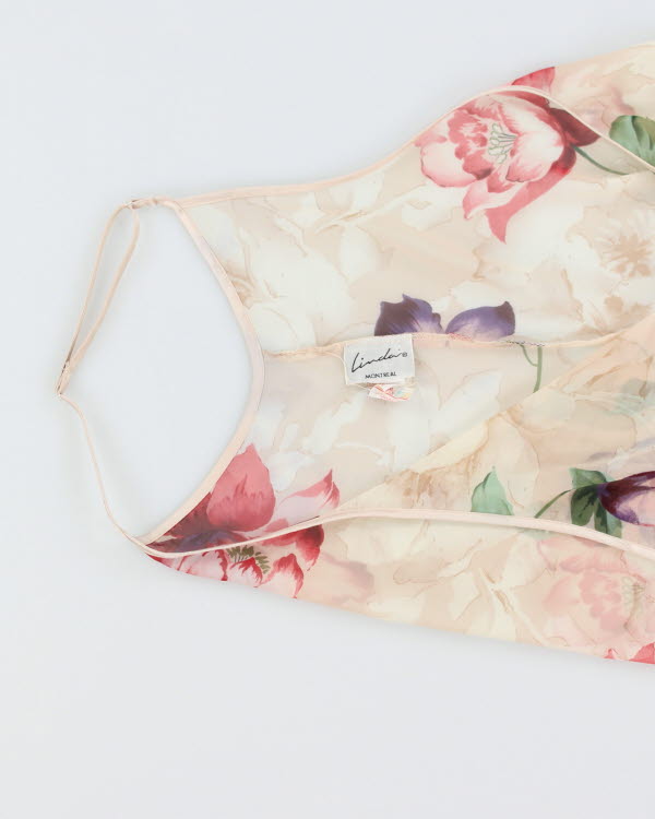 Vintage 90s Linda Sheer Floral Slip Dress - M