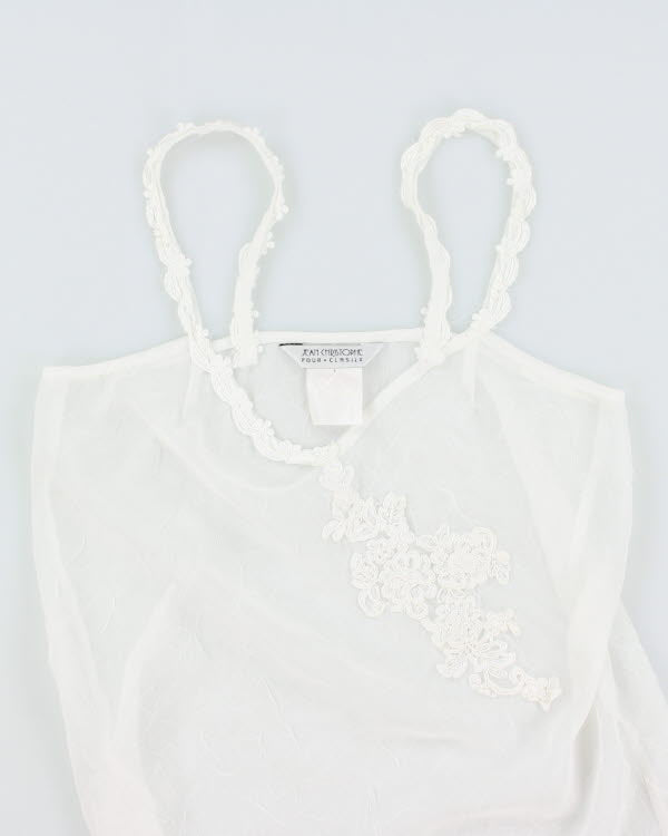 Vintage 90s White Sheer Slip Dress - M