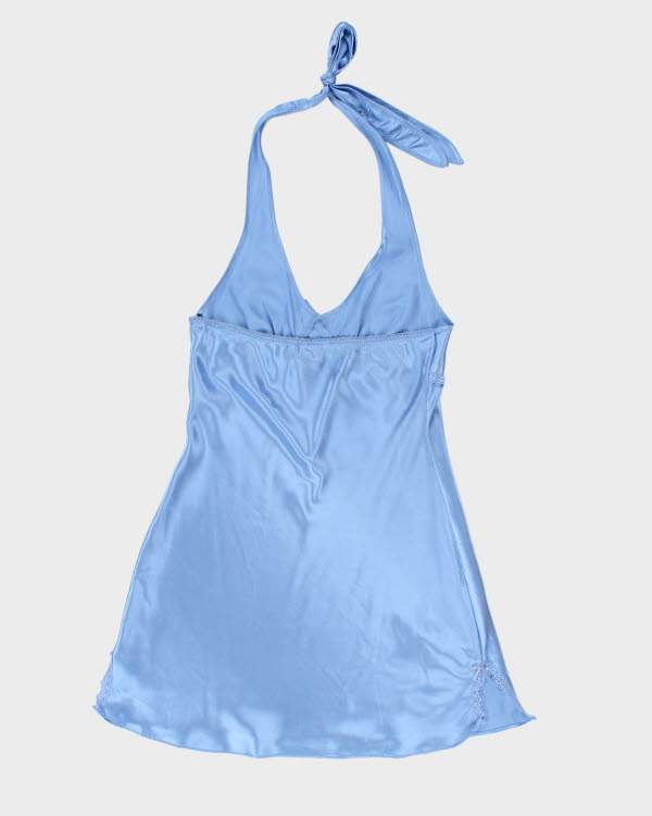 Y2k 00s La Vie En Rose Blue Halter Slip Dress - M