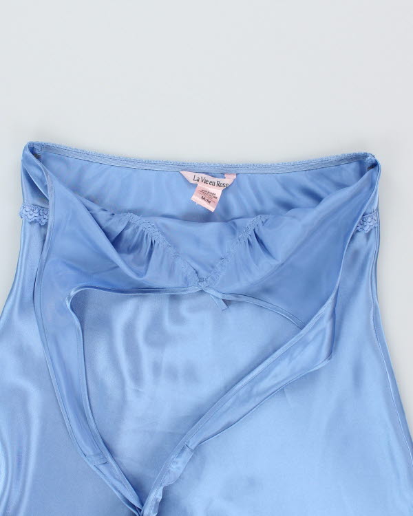 Y2k 00s La Vie En Rose Blue Halter Slip Dress - M