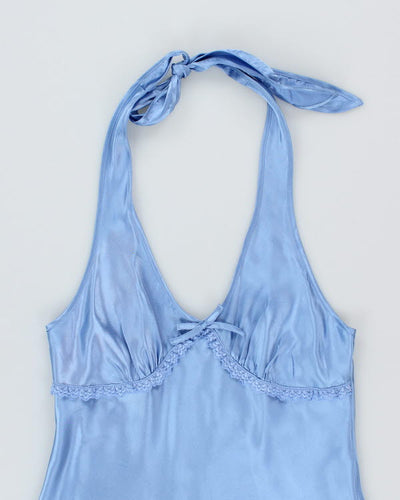 Y2k 00s La Vie En Rose Blue Halter Slip Dress - M