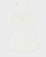 Vintage 90s Jones New York White Sheer Embroidered Slip- S