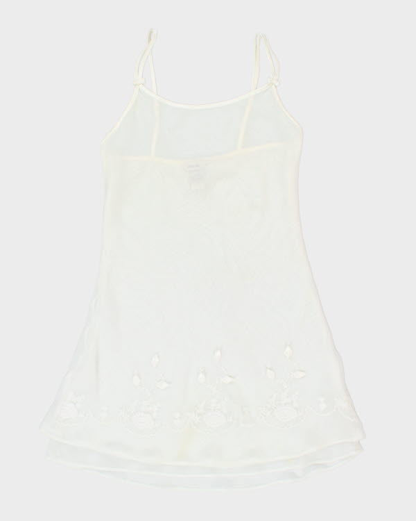 Vintage 90s Jones New York White Sheer Embroidered Slip- S