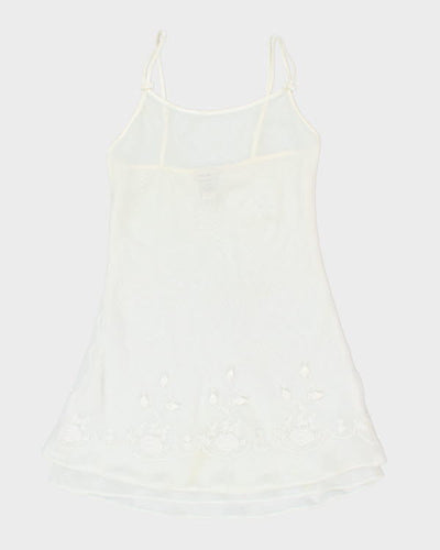 Vintage 90s Jones New York White Sheer Embroidered Slip- S