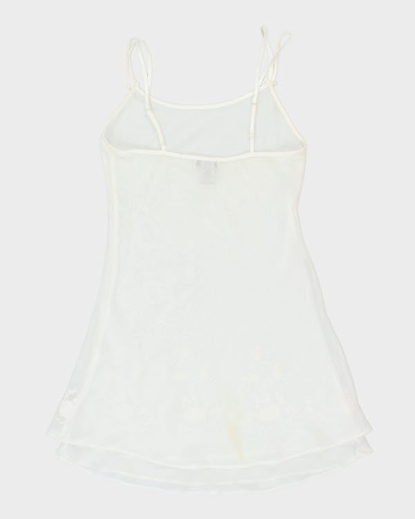 Vintage 90s Jones New York White Sheer Embroidered Slip- S
