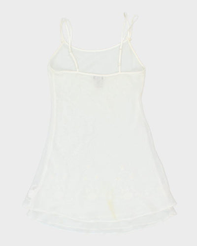 Vintage 90s Jones New York White Sheer Embroidered Slip- S