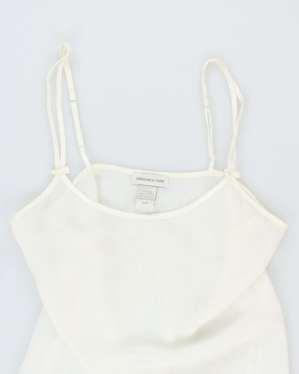 Vintage 90s Jones New York White Sheer Embroidered Slip- S
