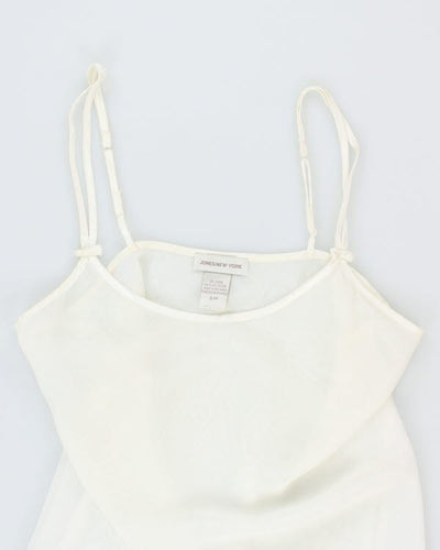 Vintage 90s Jones New York White Sheer Embroidered Slip- S