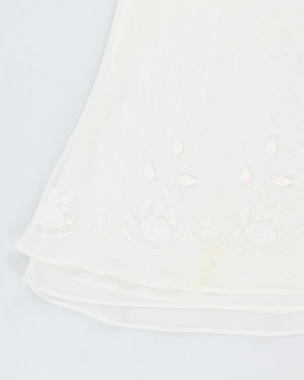 Vintage 90s Jones New York White Sheer Embroidered Slip- S