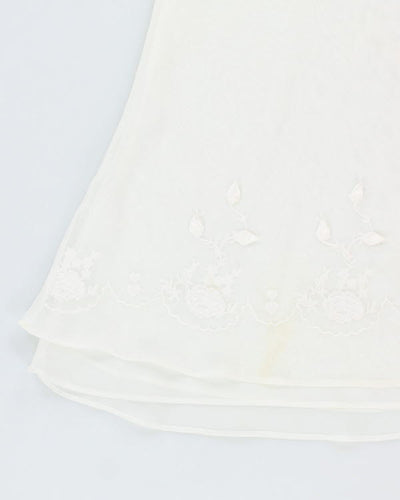 Vintage 90s Jones New York White Sheer Embroidered Slip- S
