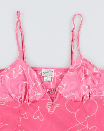 Y2k 00s Linda Pink Mesh Slip - L
