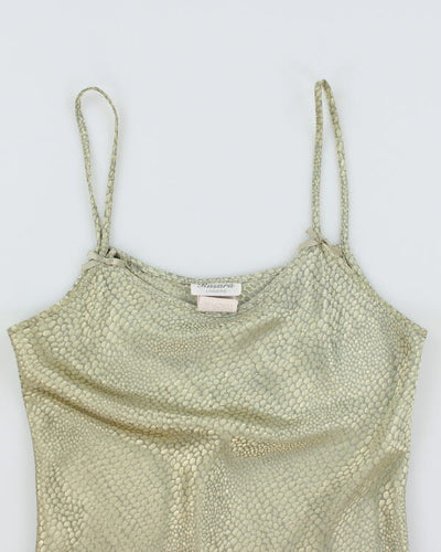 Vintage 90s Green Snake Print Slip dress - M