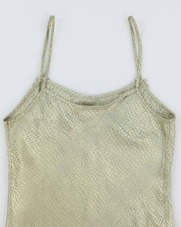 Vintage 90s Green Snake Print Slip dress - M
