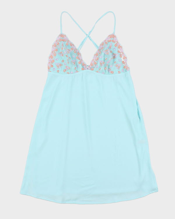 Y2k 00s La Vie En Rose Blue Slip Dress - M