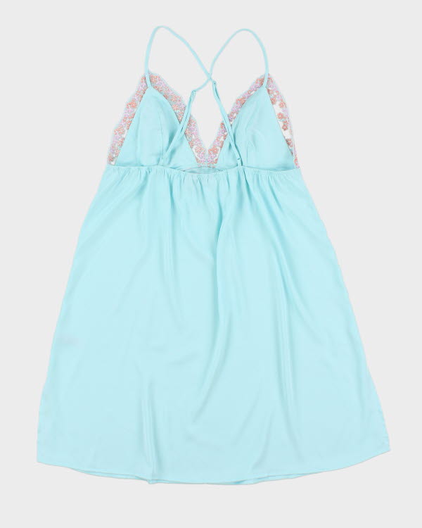 Y2k 00s La Vie En Rose Blue Slip Dress - M