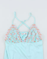 Y2k 00s La Vie En Rose Blue Slip Dress - M