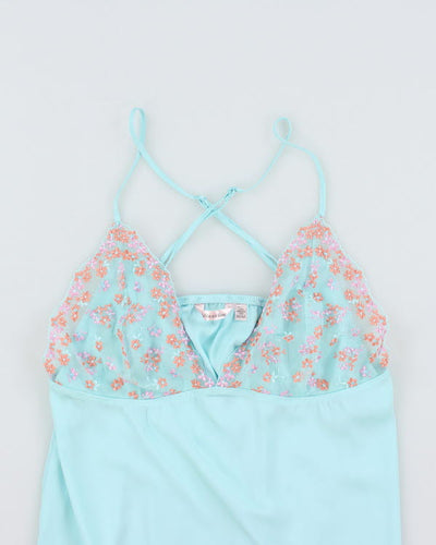 Y2k 00s La Vie En Rose Blue Slip Dress - M