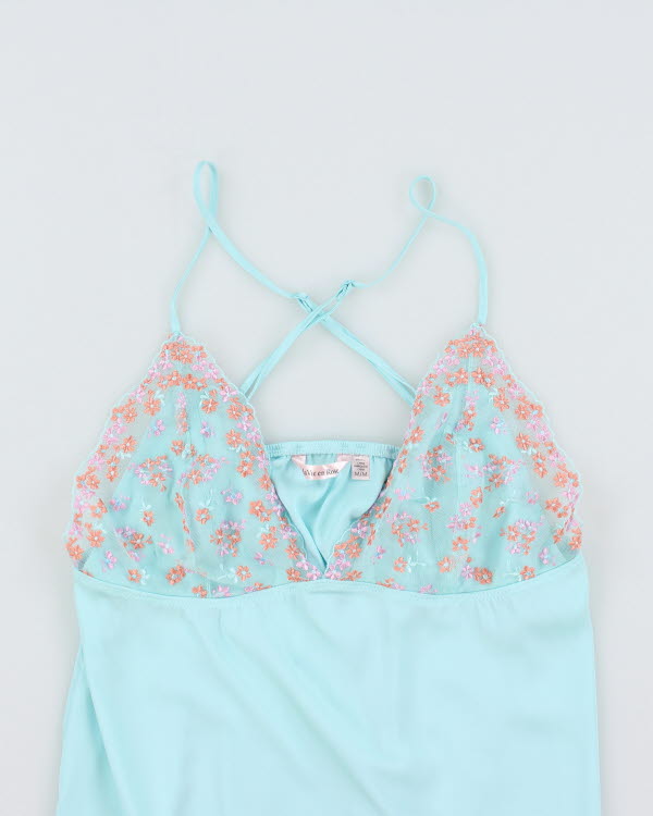 Y2k 00s La Vie En Rose Blue Slip Dress - M