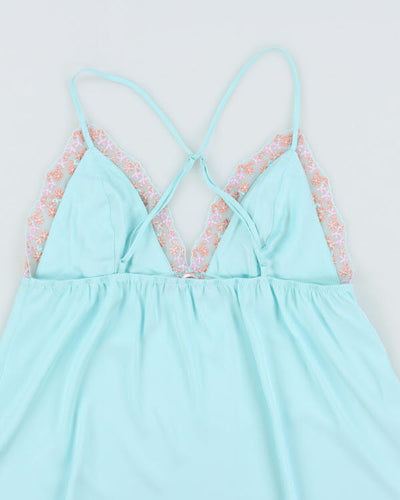 Y2k 00s La Vie En Rose Blue Slip Dress - M