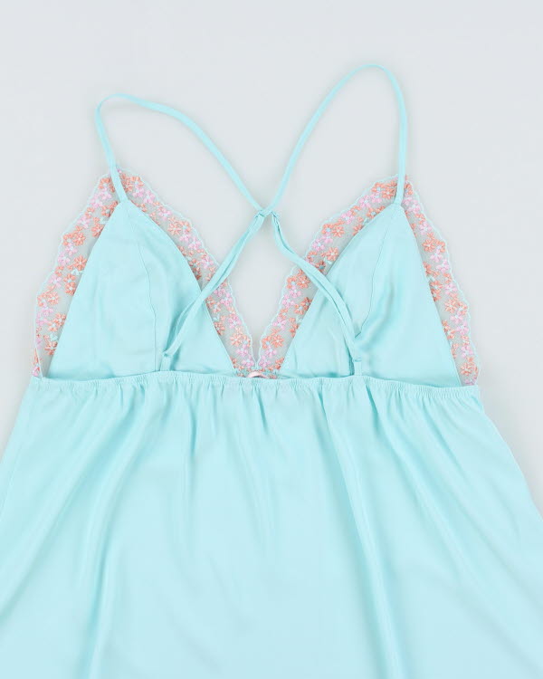 Y2k 00s La Vie En Rose Blue Slip Dress - M