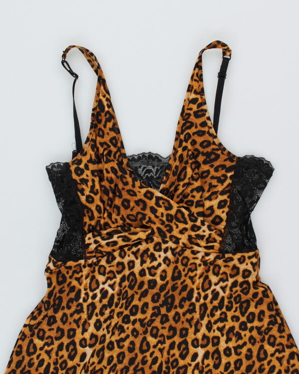 Y2k 00s La Vie En Rose Leopard Slip Dress - M