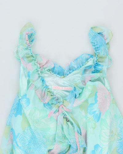 Vintage Y2k 00s Dolly Dare Floral Ruffle Slip Dress - M