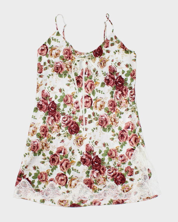 Vintage 90s Silk &amp; Satin Floral Dress - L