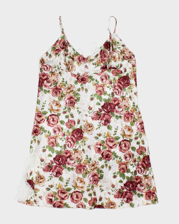 Vintage 90s Silk & Satin Floral Dress - L