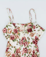 Vintage 90s Silk &amp; Satin Floral Dress - L