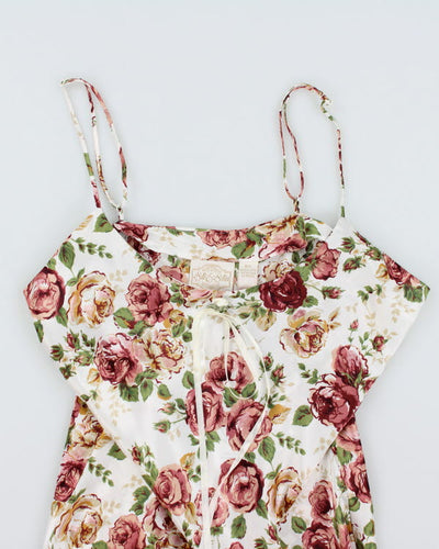 Vintage 90s Silk & Satin Floral Dress - L
