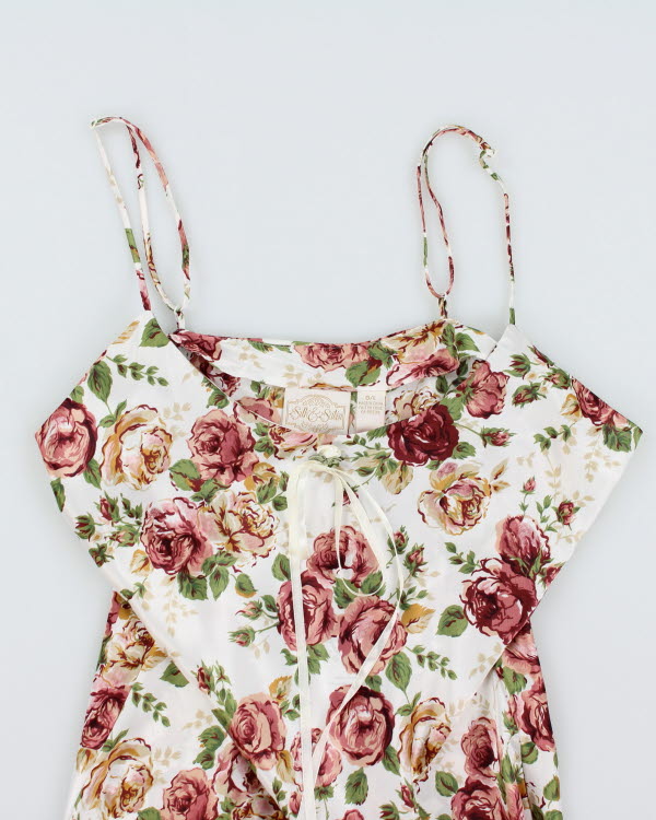 Vintage 90s Silk & Satin Floral Dress - L