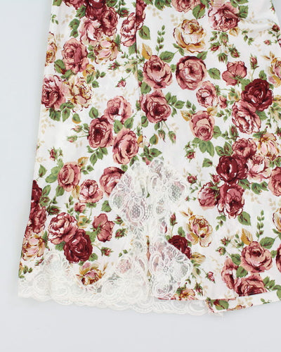 Vintage 90s Silk & Satin Floral Dress - L