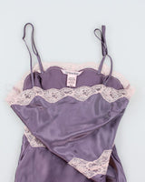 Y2k 00s La Vie En Rose Purple Slip Dress - S
