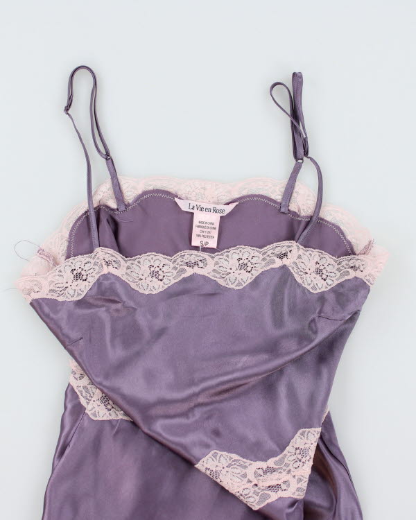 Y2k 00s La Vie En Rose Purple Slip Dress - S