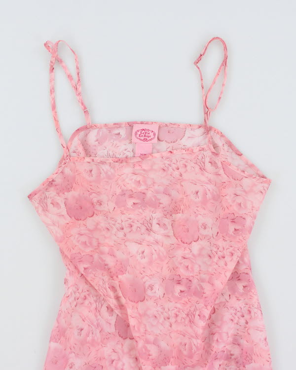 Vintage 90s La Vie En Rose Mesh Slip Dress - M