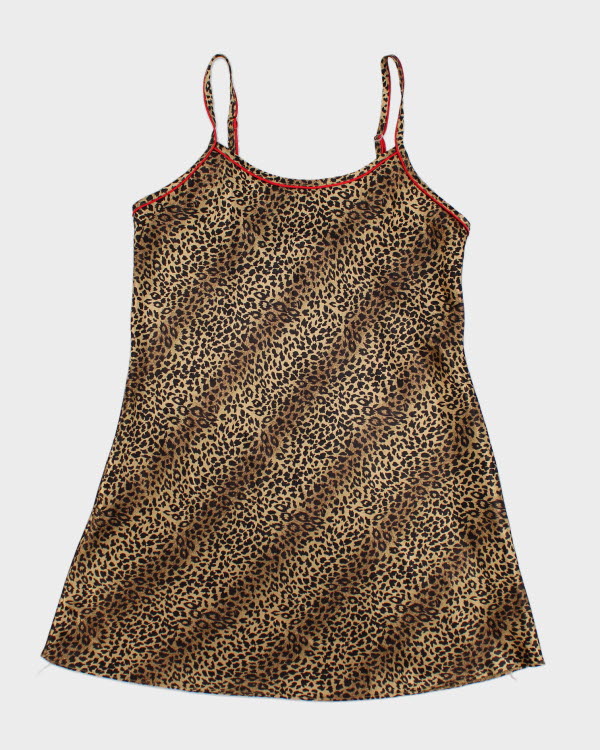 Vintage Y2k 00s Kathryn Leopard Slip Dress - L