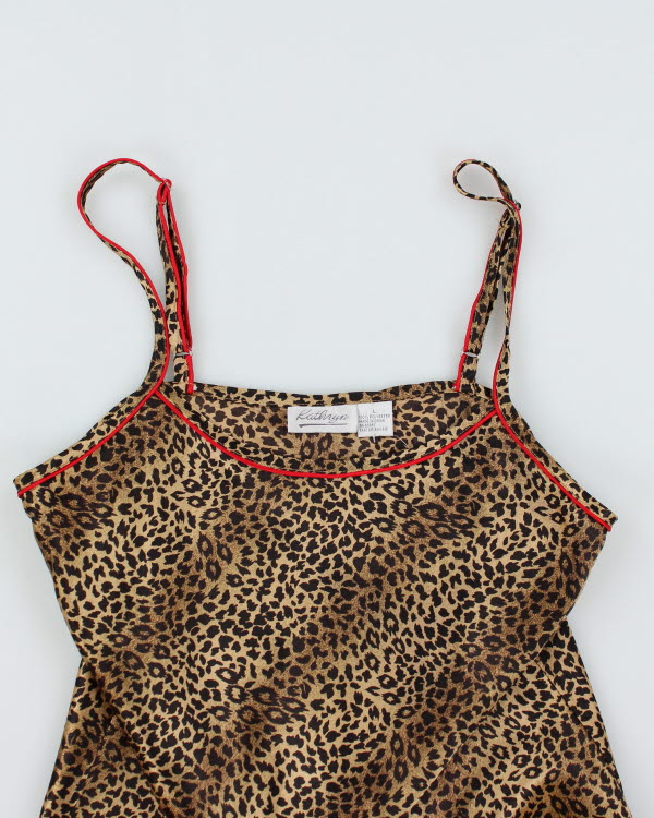 Vintage Y2k 00s Kathryn Leopard Slip Dress - L