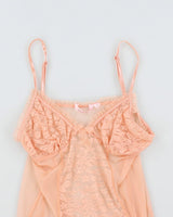 Y2K 00s La Vie En Rose Mesh Slip Dress - M