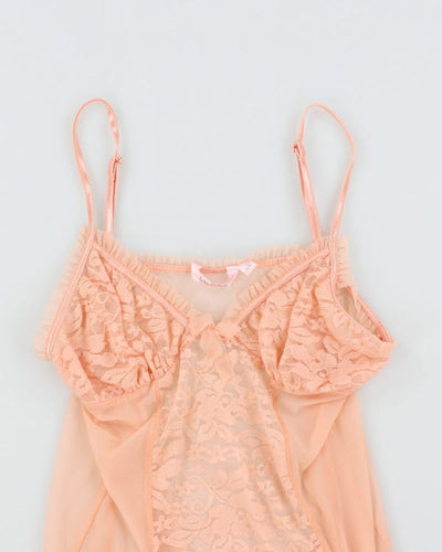 Y2K 00s La Vie En Rose Mesh Slip Dress - M