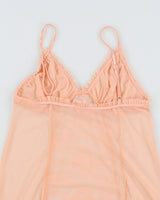 Y2K 00s La Vie En Rose Mesh Slip Dress - M